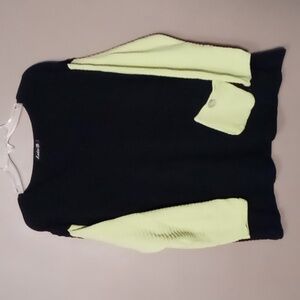 Lulu-B Black and Neon Green Sleeved Sweater w Front Pocket L